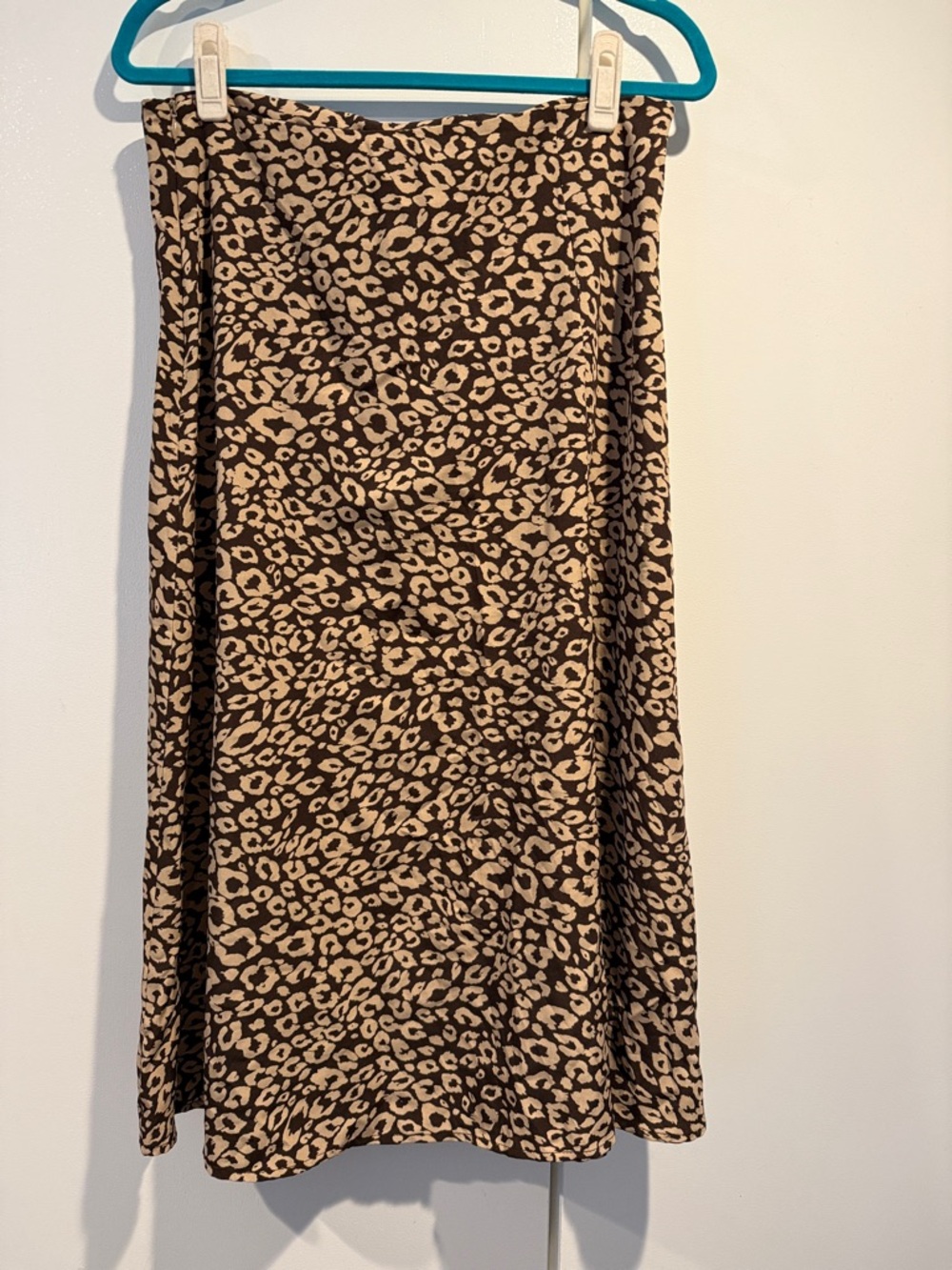 Leopard Print Midi Skirt in Brown and Cream